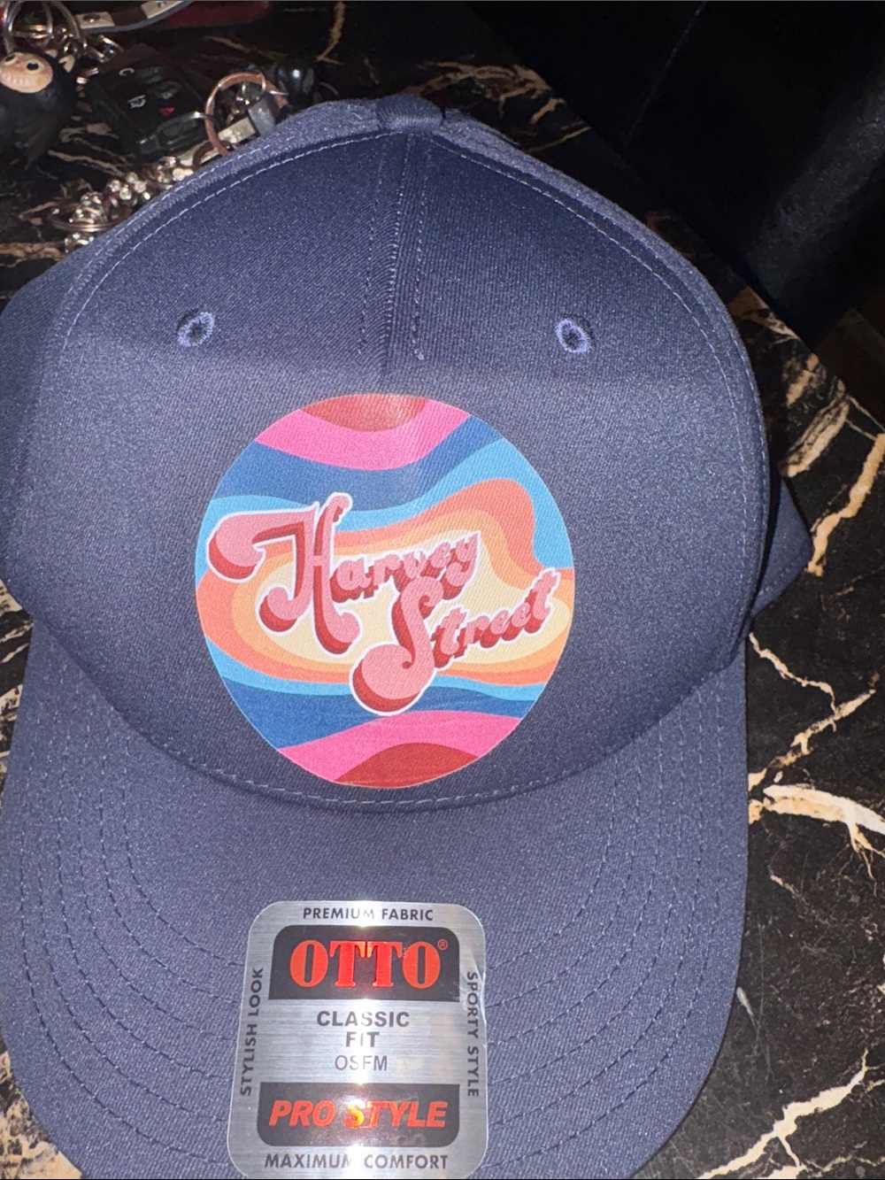 OTTO Navy Blue Unstructured Cap with Red Logo never worn